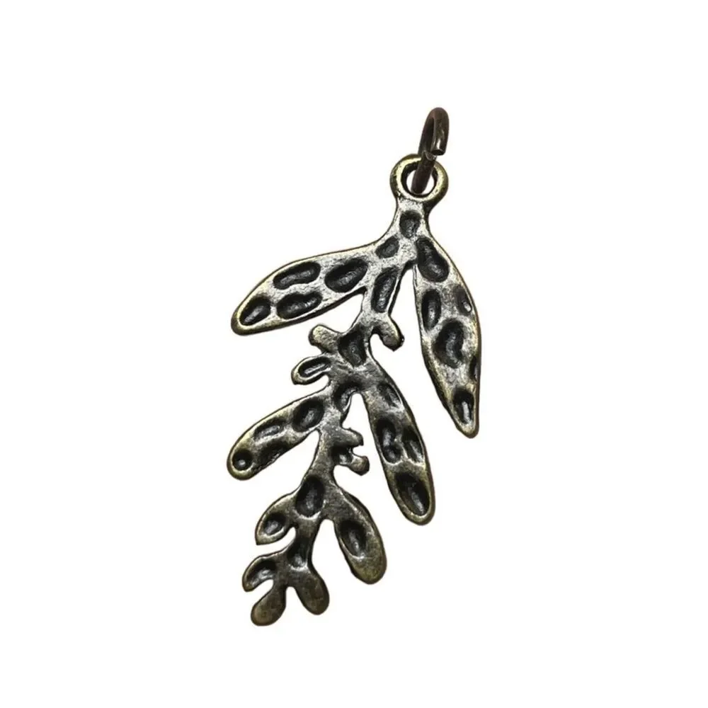 Bohemian Small Brown Brass Metal Leaf Pendant